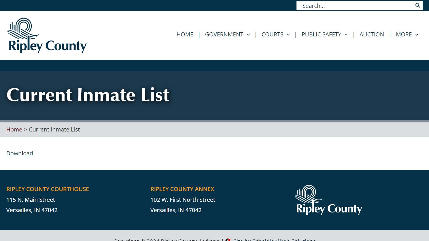 Current Inmate List | Ripley County, Indiana