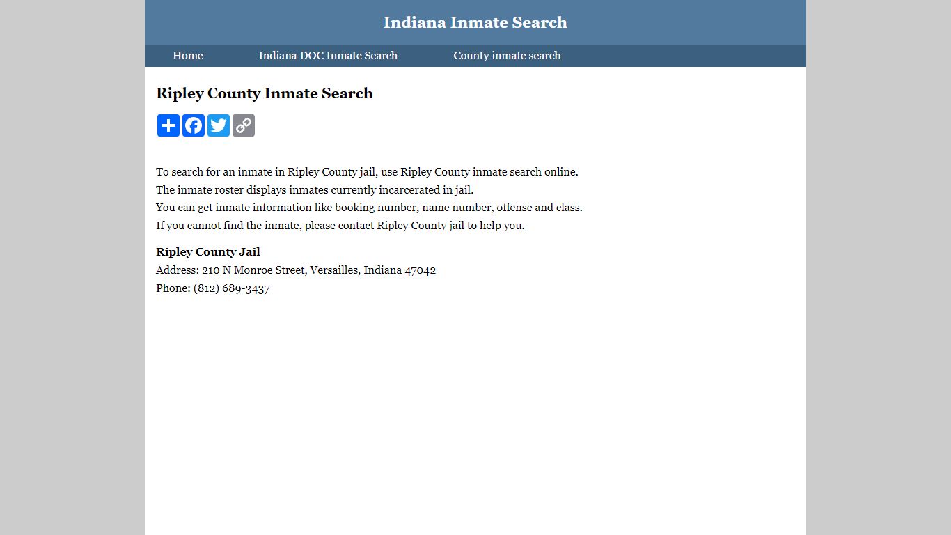 Ripley County Inmate Search