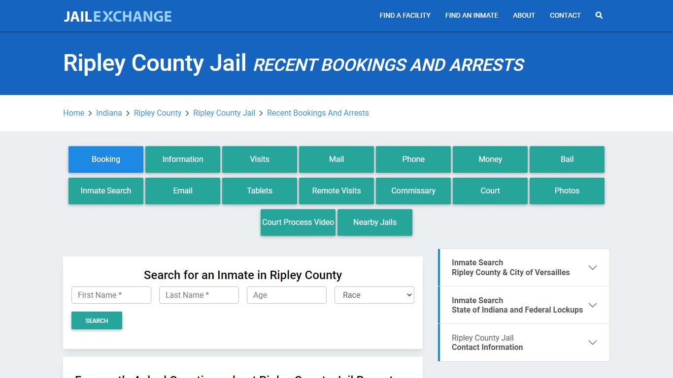 Ripley County Jail Recent Bookings And Arrests - Jail Exchange