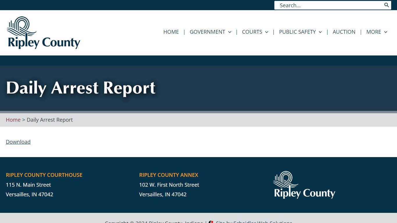 Daily Arrest Report - Ripley County, Indiana